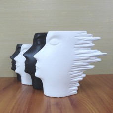 Nordic Simple Style Human Face Ceramic Vase White Black Ornament Home Desk Decor   202172935380